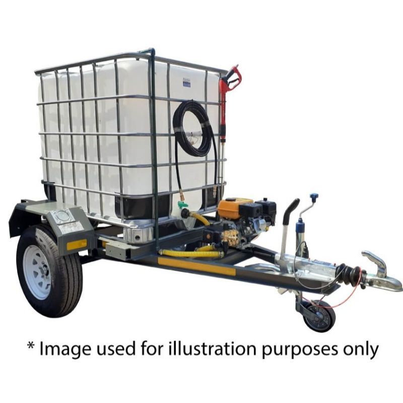 1000l High Pressure Washer trailer 100bar-220v-Flowbin™ braked