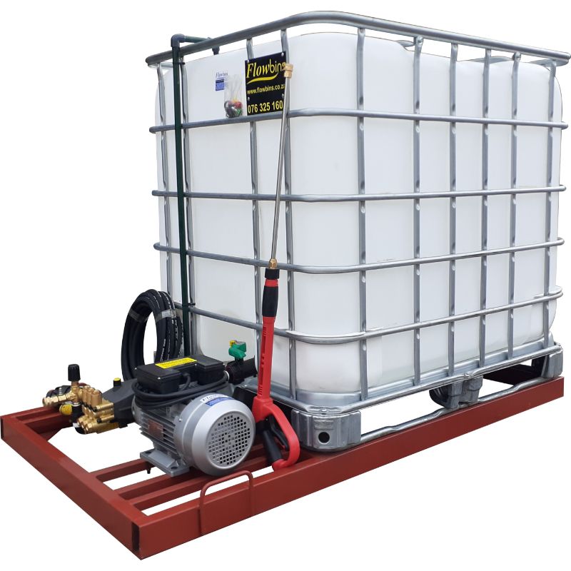 1000l Mobile High Pressure Washer 2.2kw-220v-100bar Flowbin™ unit