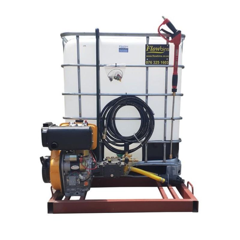 1000l Mobile High Pressure Washer-Diesel-Electric-Start-241-Bar-Flowbin™