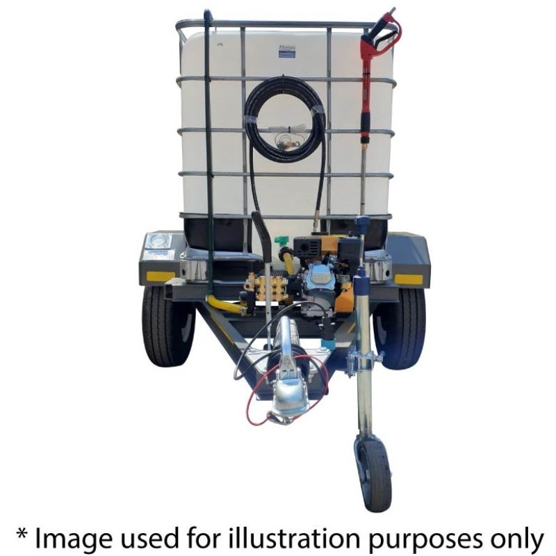 1000l High Pressure Washer trailer 100bar-220v-Flowbin™ braked
