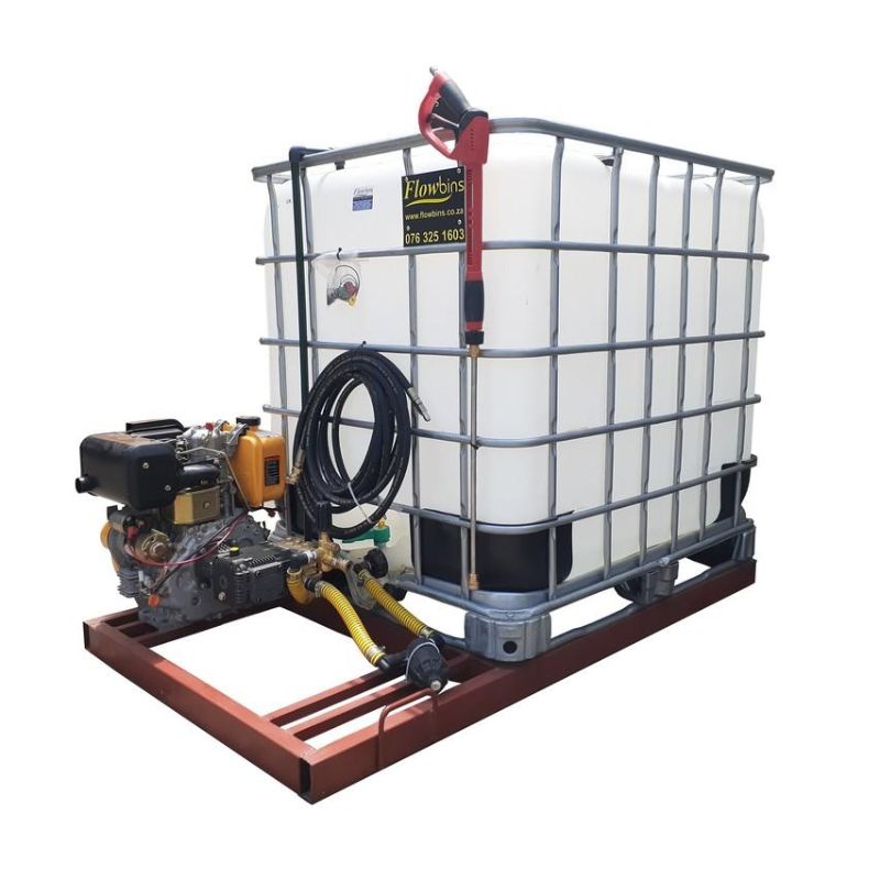 1000l Mobile High Pressure Washer 10hp-diesel-241-bar unit