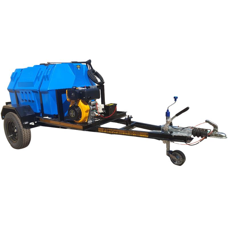1500l High Pressure Washer Trailer 241bar-Diesel-Electric-Start-Horizontal Braked