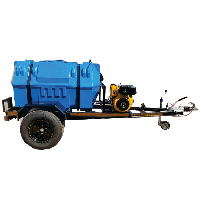 1000l Pressure Washer Trailer 241bar Diesel Electric Start Horizontal Braked