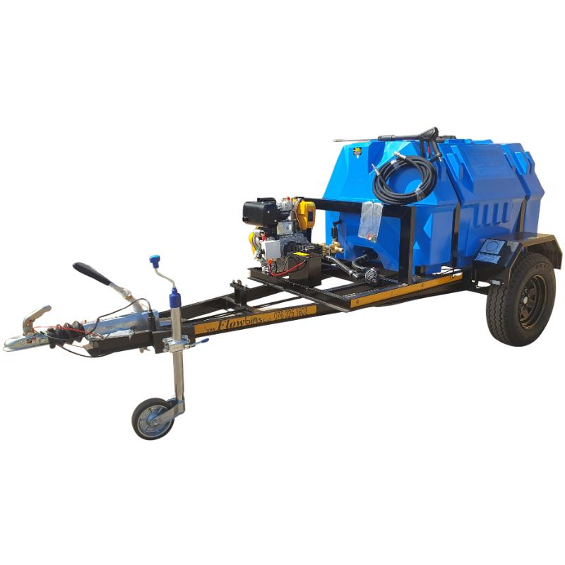 1500l High Pressure Washer Trailer 241bar-Diesel-Electric-Start-Horizontal Braked