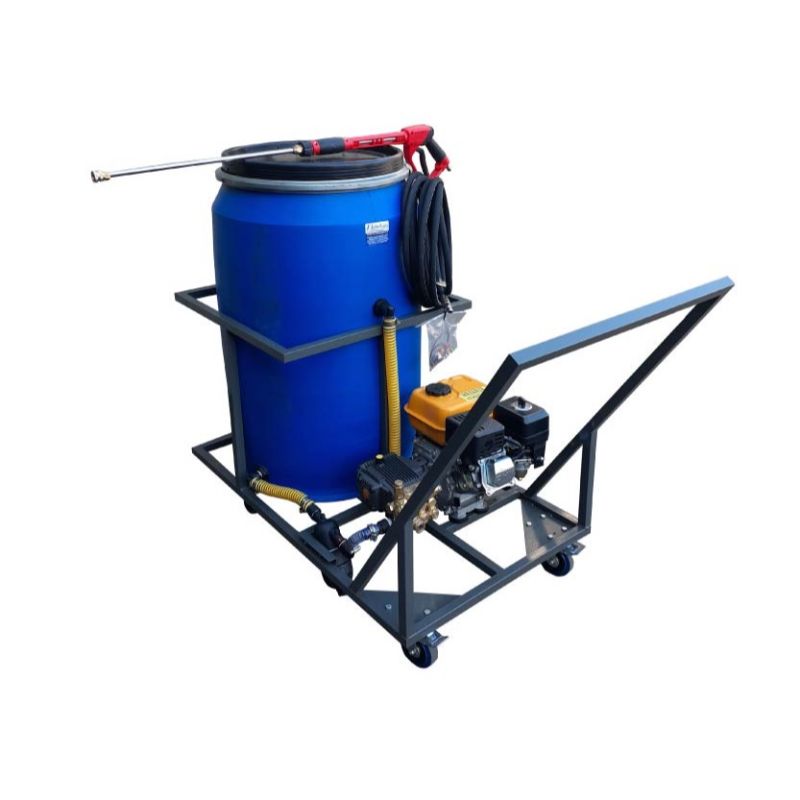 210lt Mobile Pressure Washer Trolley 6.5hp-petrol-186bar