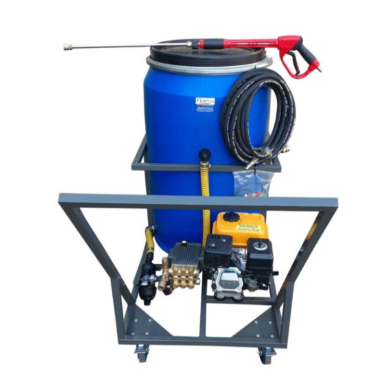 210lt Mobile Pressure Washer Trolley 6.5hp-petrol-186bar