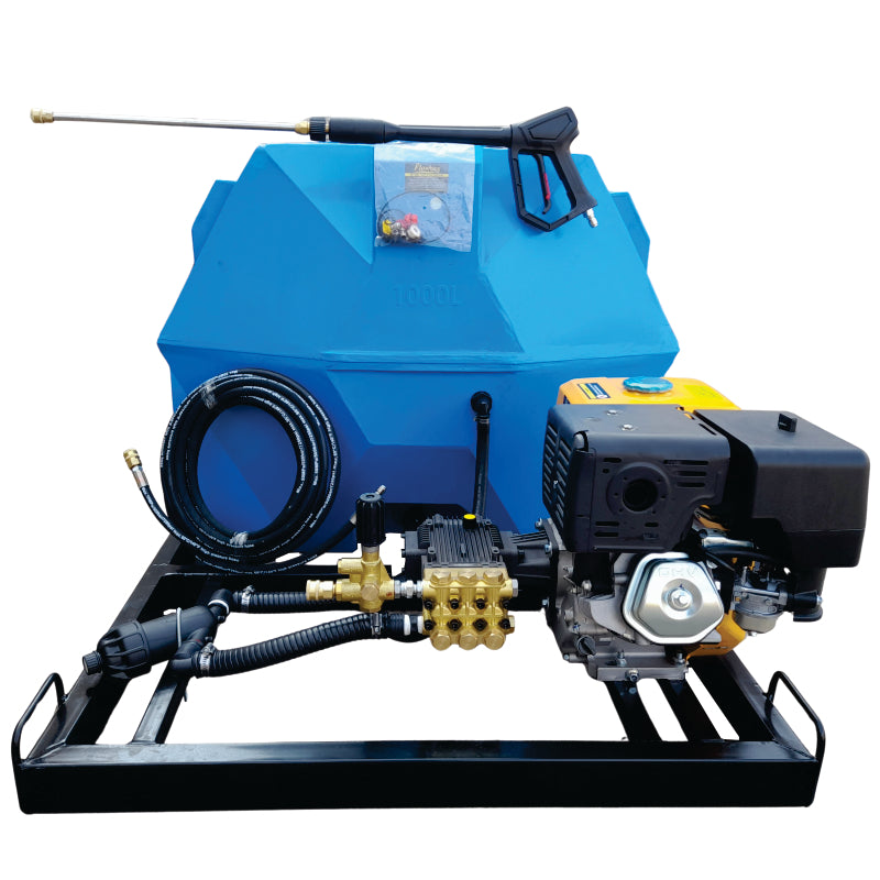 1000l Mobile High Pressure Washer 13hp-petrol-248-bar horizontal unit