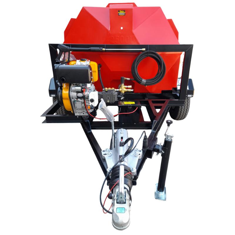 2500l High Pressure Washer Trailer 241bar-Diesel-Electric-Start-Horizontal Braked