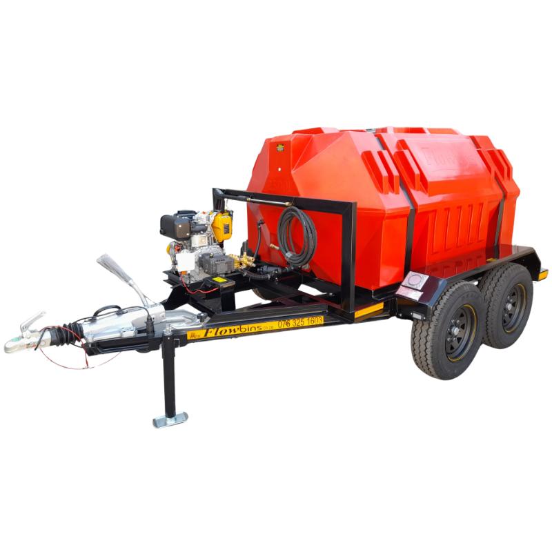 2500l High Pressure Washer Trailer 241bar-Diesel-Electric-Start-Horizontal Braked