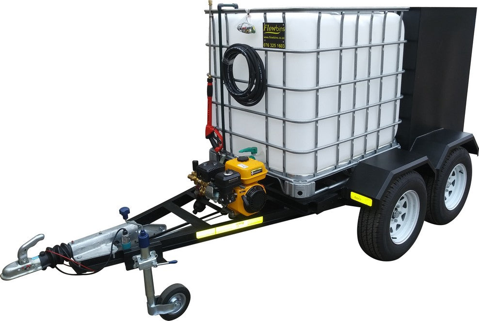 Pressure washer 186bar with steel cabinet 1000lt Flowbin™ , double axle braked trailer unit - Price On Request
