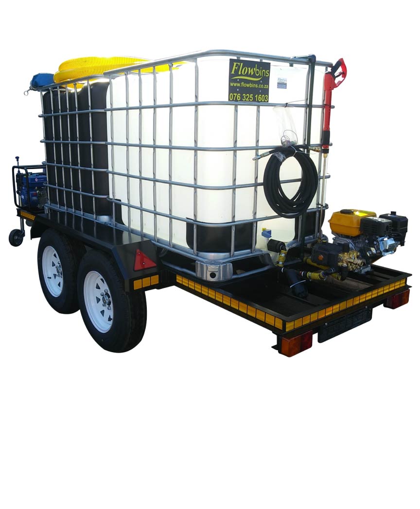 Honey sucker 1000lt with 1000lt 186bar pressure washer, double axle braked trailer unit