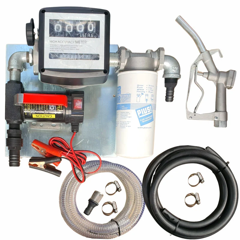 40lt – 12v Diesel pump kit with water absorbent filter – Fully assembled on wall-mount plate for sale in South Africa - SME Warehousing Solutions