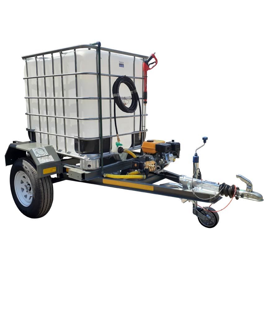 1000l High Pressure Washer trailer 186bar-petrol unbraked