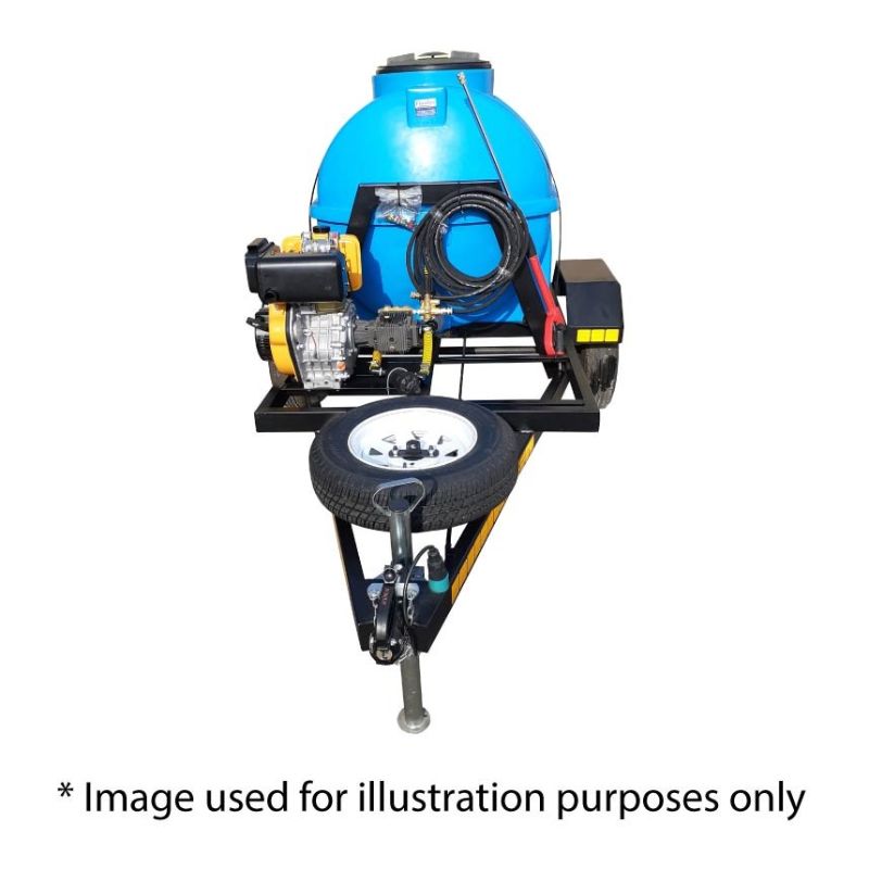 650l Pressure Washer trailer 100bar-220v horizontal unbraked
