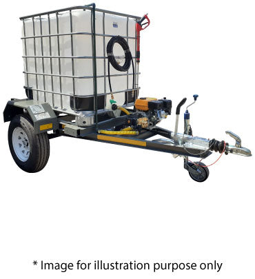 1000l High Pressure Washer trailer 241bar-diesel Flowbin™ unbraked