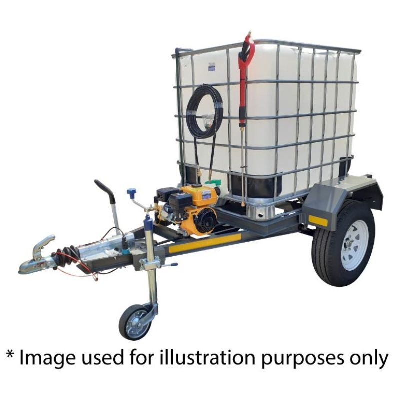 1000l High Pressure Washer trailer 241bar-diesel Flowbin™ braked