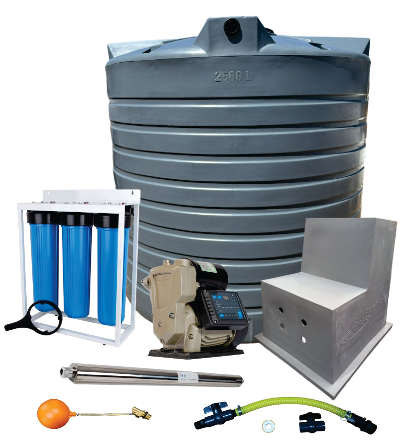 Water tank Combo Full House: 2500l Water tank & VSP 1.5KW Booster Pump System (with VSD)