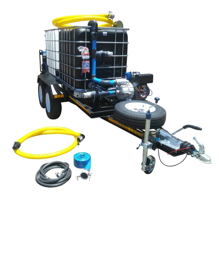 Honey sucker (diesel) 1000lt Flowbin™ with 1000lt Flowbin water bowser (diesel) double axle braked trailer unit for sale in South Africa - SME Warehousing Solutions