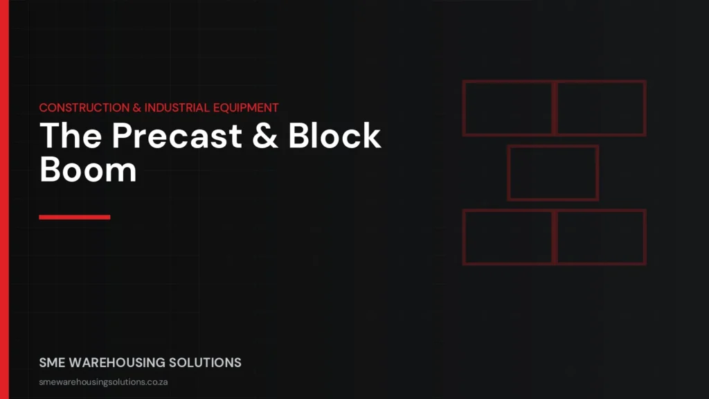 Branded graphic on precast moulds, vibrating tables and mixers for 2026 demand in South Africa
