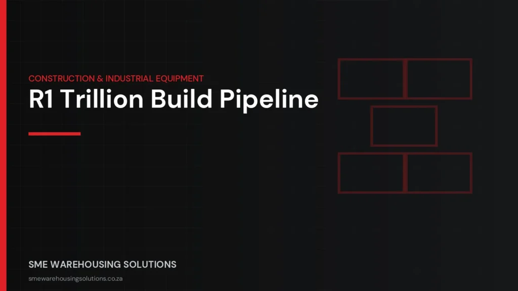 Branded graphic on R1 trillion South African infrastructure pipeline and brick making in 2026