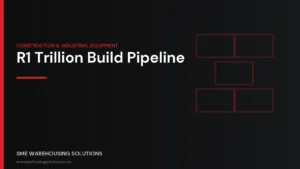 Branded graphic on R1 trillion South African infrastructure pipeline and brick making in 2026